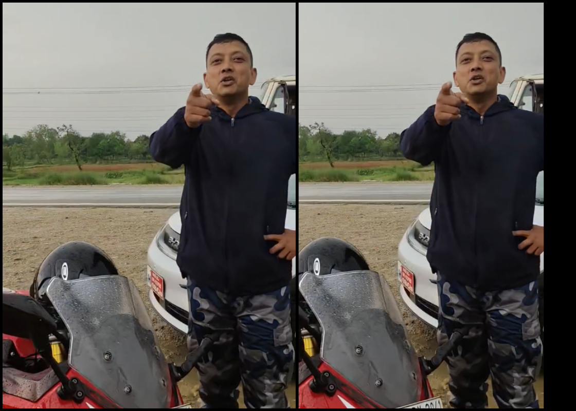 इन्डियन नम्बर प्लेटको बाइक चढ्दा डिएसपी र स्थानीयको पर्यो लफडा।